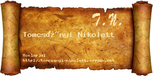 Tomcsányi Nikolett névjegykártya