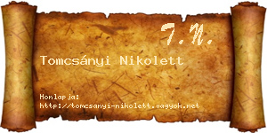 Tomcsányi Nikolett névjegykártya